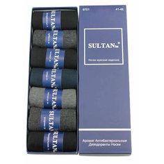 Носки Syltan, комплект, 7 пар, размер 41-46, черный/серый/синий