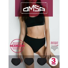Трусы Omsa, комплект из 3 шт., размер 48 (4/L), nero