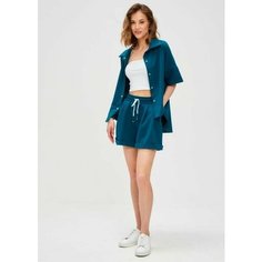 Комплект одежды Jools Fashion спортивный женский летний шорты майка, размер 44, бирюзовый