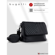 Сумка мессенджер Bugatti, фактура гладкая, черный