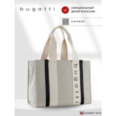Сумка Bugatti, фактура зернистая, гладкая, бежевый/черный