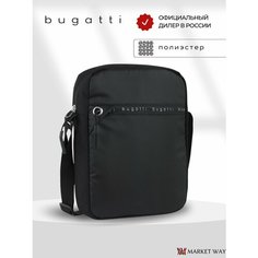 Сумка мессенджер Bugatti, фактура гладкая, зернистая, черный