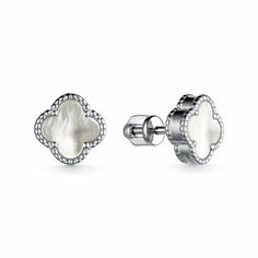 Серьги пусеты Dewi, серебро, 925 проба, родирование, перламутр, , белый