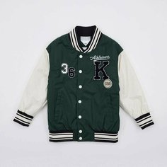 Бомбер КОТОФЕЙ, размер 110, черный, зеленый