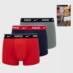 Трусы NIKE, комплект из 3 шт., размер L, серый, синий, красный