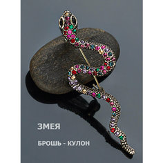 Брошь, стразы, серебряный Petro Jewelry