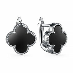 Серьги Dewi, серебро, 925 проба, родирование, оникс, размер 12 мм, длина 1.2 см, , белый