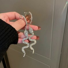 Серьги с подвесками, кристалл, серебристый Kiss Buty