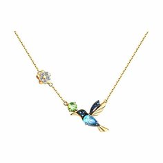 Колье Diamant online, красное золото, 585 проба, хризолит, топаз, фианит, длина 50 см., мультиколор