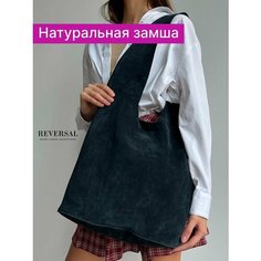 Сумка шоппер Reversal, фактура бархатистая, индиго