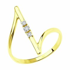 Кольцо SOKOLOV, желтое золото, 585 проба, фианит, размер 17