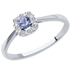 Кольцо SOKOLOV, белое золото, 585 проба, бриллиант, танзанит, размер 18