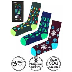 Носки Kingkit, комплект, 3 пары, размер 36-41, зеленый