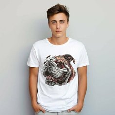 Футболка PrintLemura с бульдогом, размер 46, с бульдогом