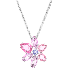 Колье SWAROVSKI, кристаллы Swarovski, длина 41 см, серебряный, фуксия