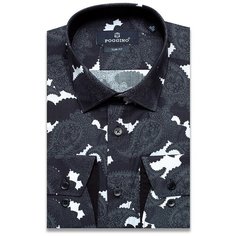 Рубашка POGGINO, размер XL (43-44 cm.), темно-серый