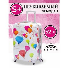Чемодан TEVIN, 52 л, размер S+, воздушные шары
