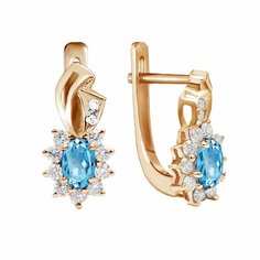 Серьги АУ-РУМопт, серебро, 925 проба, золочение, фианит, , голубой