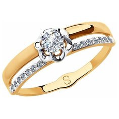 Кольцо SOKOLOV, красное золото, 585 проба, фианит, размер 16.5, бесцветный