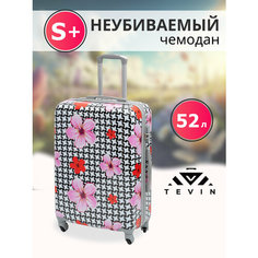 Чемодан TEVIN, 52 л, размер S+, цветы