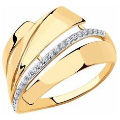 Кольцо SOKOLOV, красное золото, 585 проба, фианит, размер 19.5, бесцветный