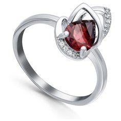 Кольцо Silver WINGS, серебро, 925 проба, гранат, фианит, размер 17