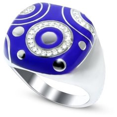 Кольцо Silver WINGS, серебро, 925 проба, фианит, эмаль, размер 16.5