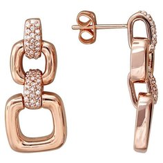 Серьги с подвесками Эстет, сталь, фианит, , золотистый