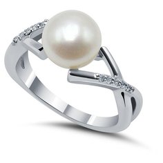 Кольцо Silver WINGS, серебро, 925 проба, фианит, жемчуг культивированный, размер 16.5