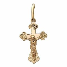 Крестик Эстет, серебро, 925 проба, размер 1.2 см., золотистый