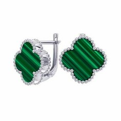 Серьги The Jeweller, серебро, 925 проба, малахит