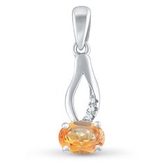 Подвеска Silver WINGS, серебро, 925 проба, цитрин, фианит, оранжевый