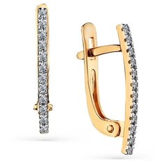 Серьги Master Brilliant, красное золото, 585 проба, бриллиант, , золотистый