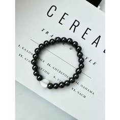 Жесткий браслет CHEPIKOVA accessories, гематит, перламутр, 1 шт., размер 16.5 см, диаметр 8 см, серый металлик