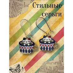 Серьги, размер 20 мм, синий Нет бренда