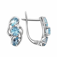 Серьги Яхонт, серебро, 925 проба, топаз, , голубой