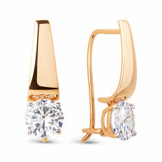 Серьги Яхонт, красное золото, 585 проба, фианит, , бесцветный