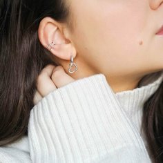 Моносерьга кафф LU Jewel, серебро, 925 проба, родирование, длина 0.54 см, , белый