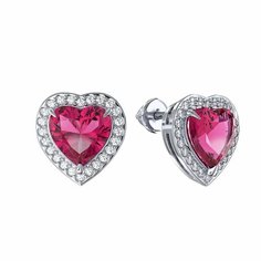 Серьги пусеты Яхонт, серебро, 925 проба, фианит, , розовый, бесцветный