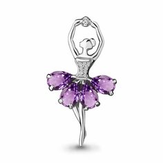 Брошь Diamant online, серебро, 925 проба, аметист, фианит, , фиолетовый