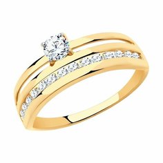 Кольцо Diamant online, красное золото, 585 проба, фианит, размер 17, прозрачный