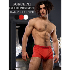Трусы EMPORIO ARMANI, комплект из 3 шт., размер XL, белый/красный/черный