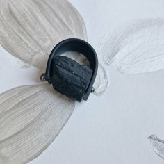 Кольцо-кулон ЛЕТО JEWELRY, вулканическая лава, размер 20, черный