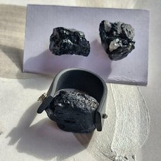 Кольцо наборное ЛЕТО JEWELRY, вулканическая лава, размер 15, черный