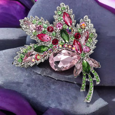 Брошь, кристаллы Swarovski, розовый Bel Bars