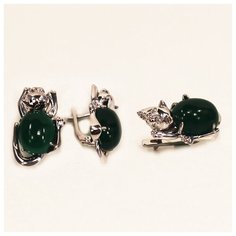 Серьги The Jeweller, серебро, 925 проба, родирование, кварц, фианит, , серебристый/черный