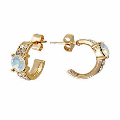 Серьги пусеты Эстет, сталь, циркон, , золотистый