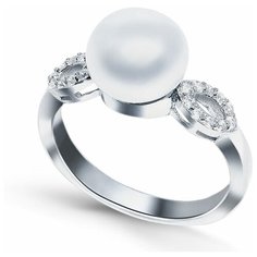 Кольцо Silver WINGS, серебро, 925 проба, жемчуг культивированный, фианит, размер 18.25