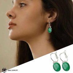 Серьги Emay, искусственный камень, зеленый
