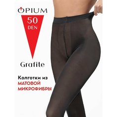 Колготки Opium больших размеров серые из микрофибры 50 den, 50 den, размер 5, fumo